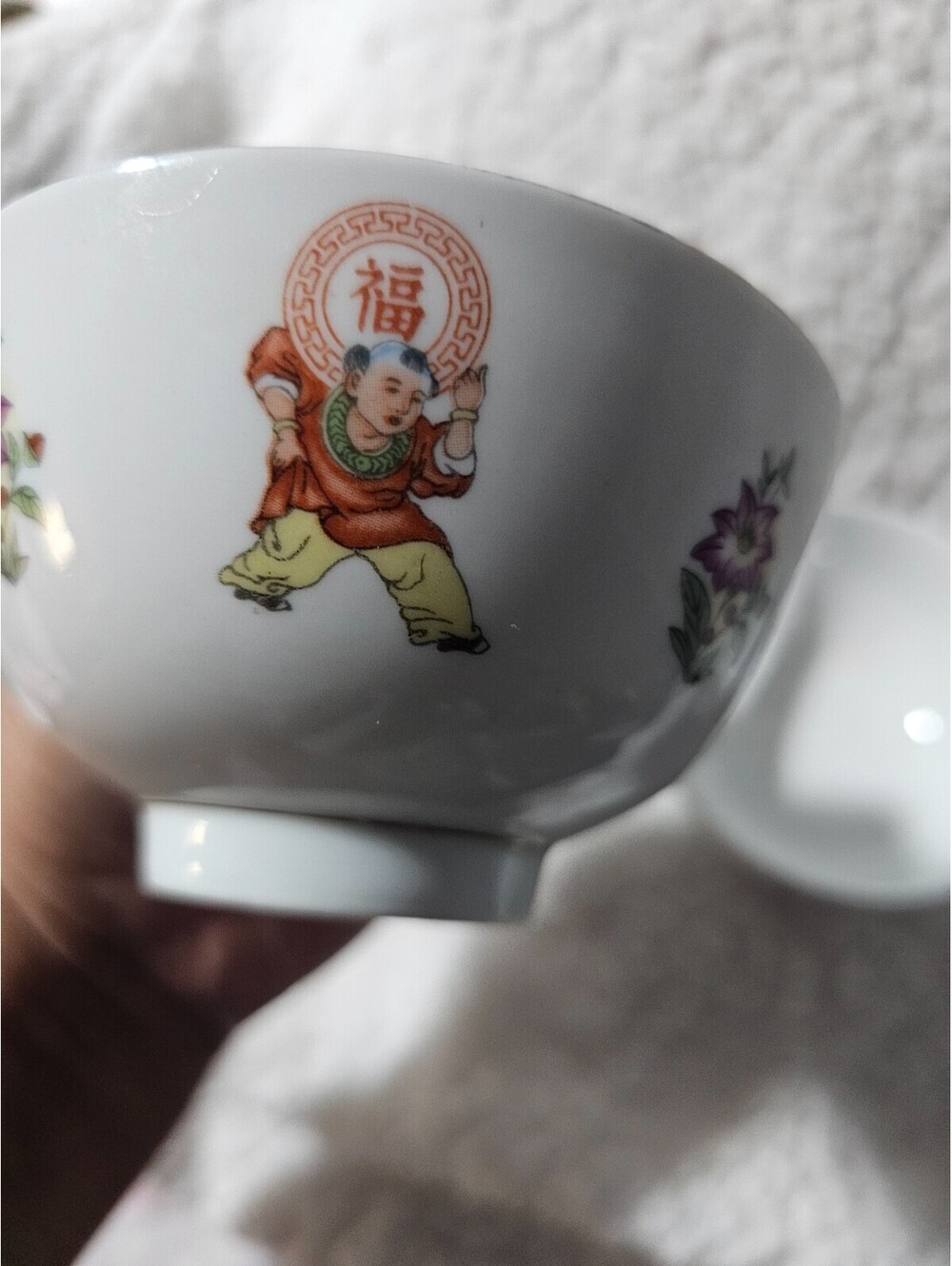 (4pc) Vintage Chinese Cathay Rice Bowls Porcelain Floral Figural Asian Design - Picture 5 of 16
